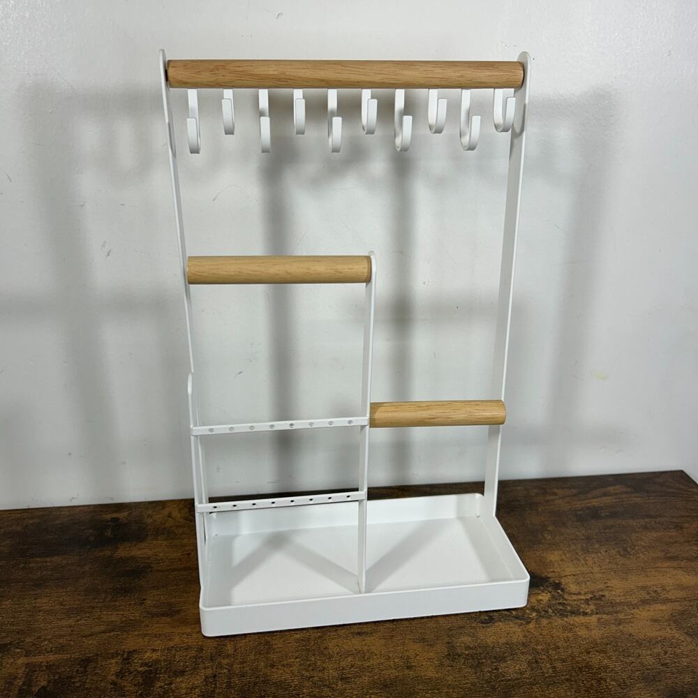 Jewelry Holder & Organizer White Wood Home Tosca Accessory Metal Stand